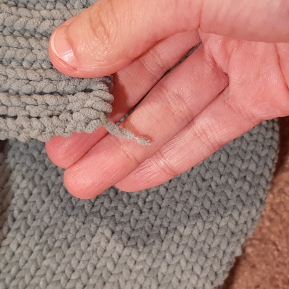 🦕POL Blue/Teal Balloon-Sleeve Chenille Hooded Sweater (Large)🦕 - Picture 13 of 13